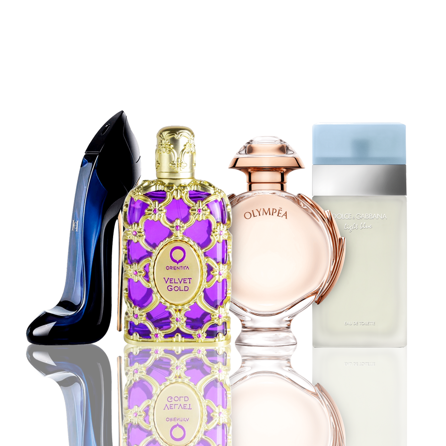 Komplet 4 parfumov | Light Blue + Orientica Velvet Gold + Good Girl + Olympea 100 ml