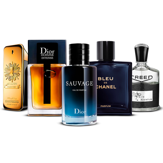 Komplet 5 parfumov  –  1 Million, Dior Homme Intense, Sauvage, Bleu de Chanel in Creed Aventus  [100 ml vsako]