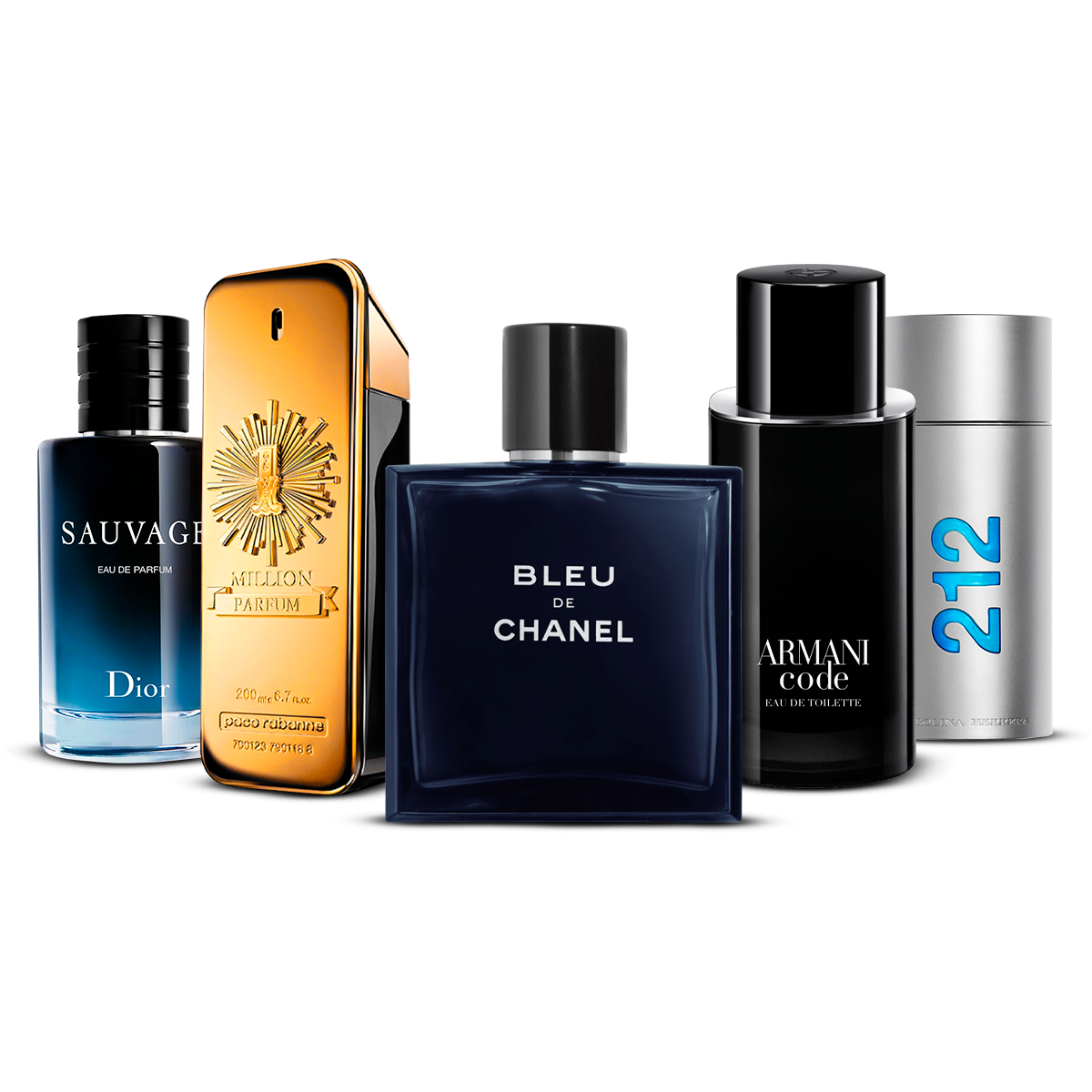 Komplet 5 parfumov   – Sauvage, 1 Million, Bleu de Chanel, Armani Code in 212 Men  [100 ml vsako]