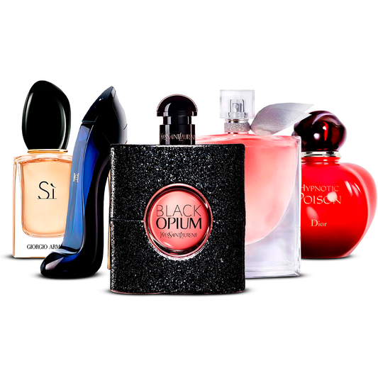Komplet 5 parfumov –  Sì, Good Girl, Black Opium, La Vie Est Belle in Hypnotic Poison  [100 ml vsako]