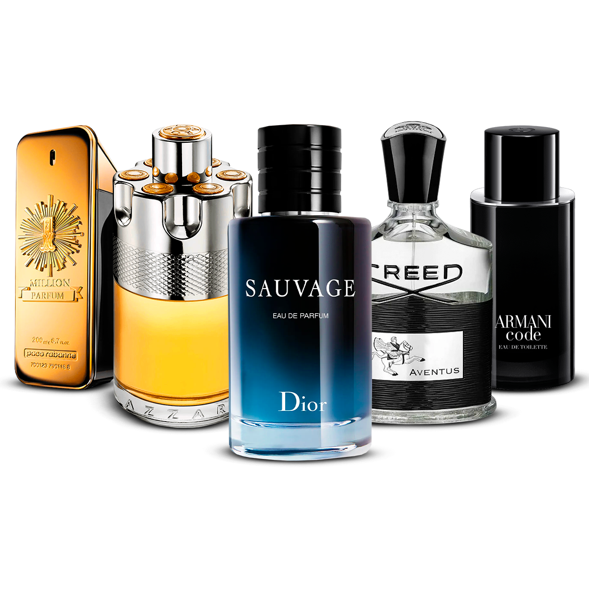 Komplet 5 parfumov  – 1 Million, Azzaro Wanted, Sauvage, Creed Aventus in Armani Code  [100 ml vsako]
