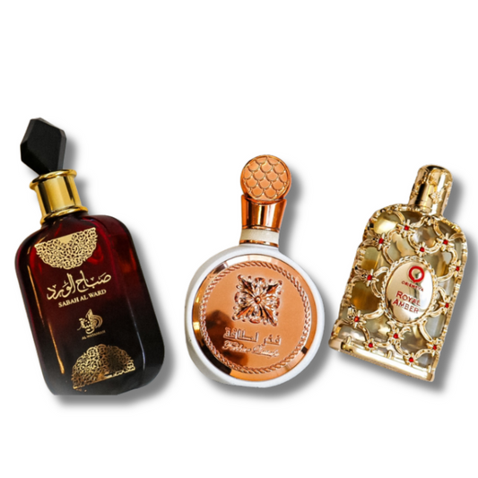 Komplet 3 parfumov | Sabah Al Ward 100 ml, Fakhar 100 ml, Royal Amber 100 ml