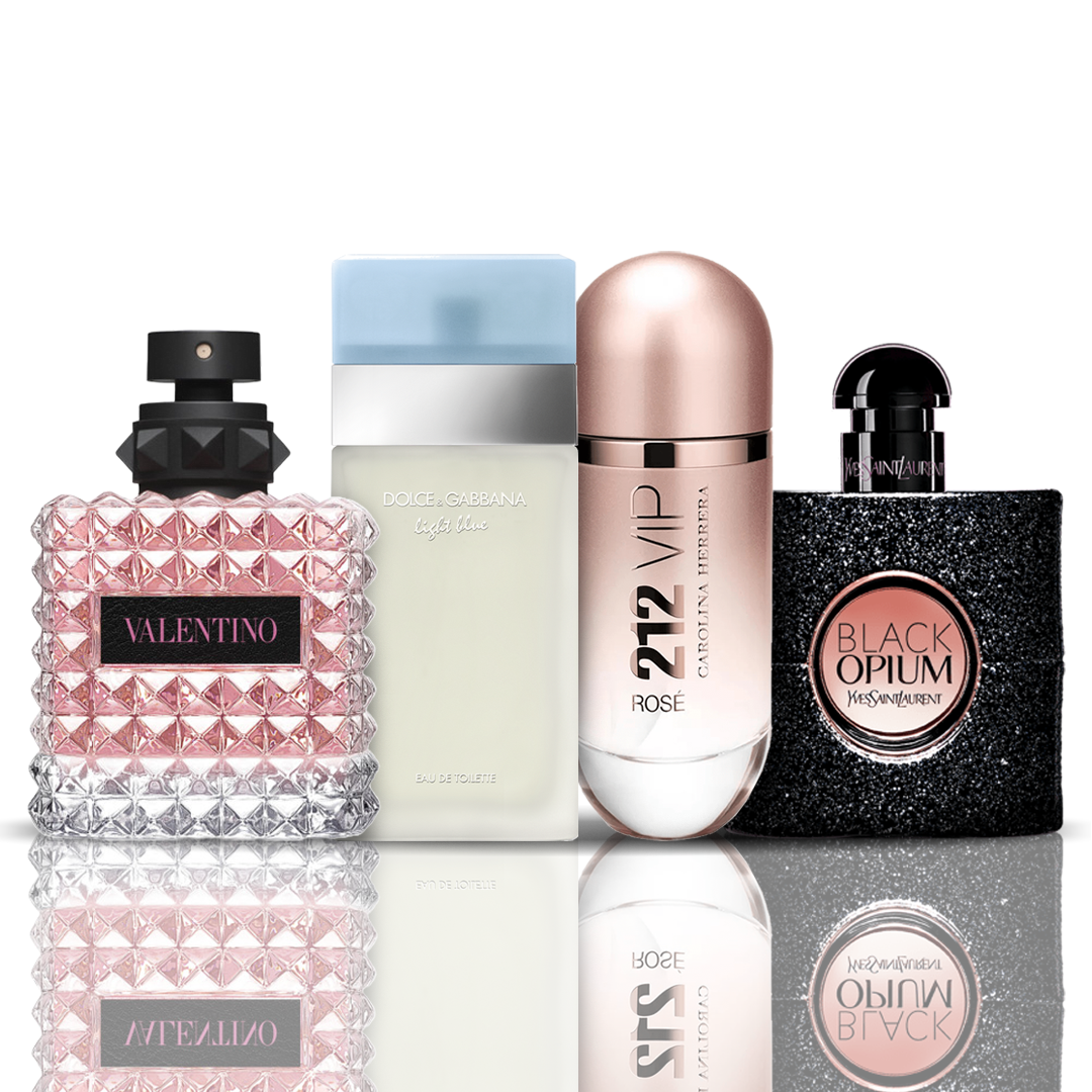 Komplet 4 parfumov | Valentino + Light Blue + 212 VIP Rose + Black Opium 100 ml