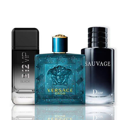 Komplet 3 parfumov | 212 VIP Black + Versace Eros + Sauvage Dior 100 ml